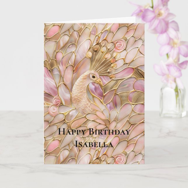 Glam Gold Chic Pink Peacock Karte (Orchidee)