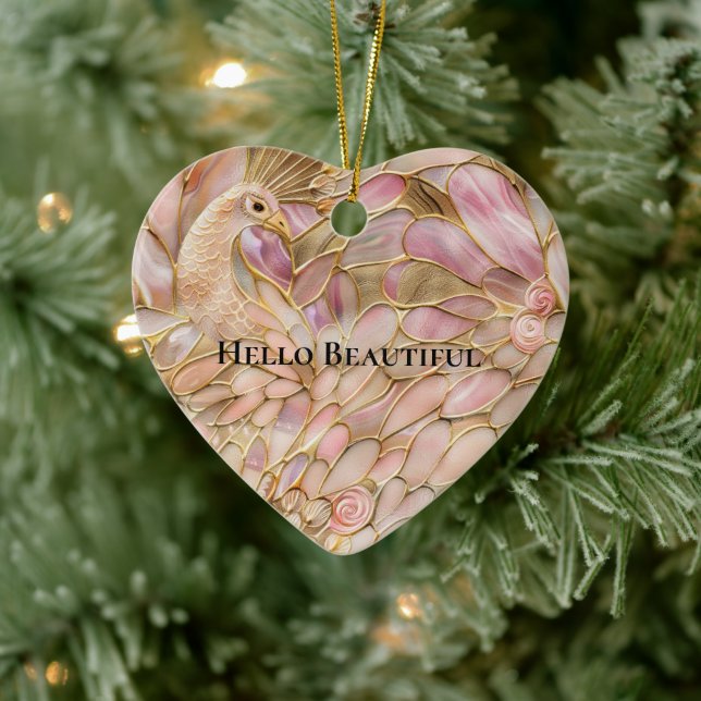 Glam Gold Chic Pink Peacock Keramik Ornament (Baum)