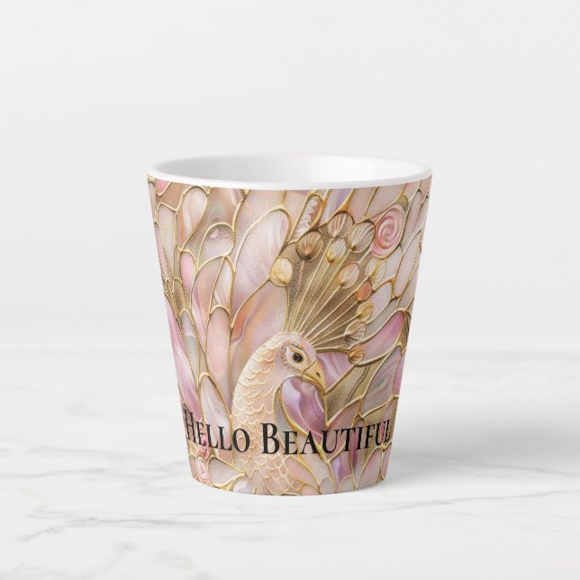 Glam Gold Chic Pink Peacock Milchtasse (Vorderseite)