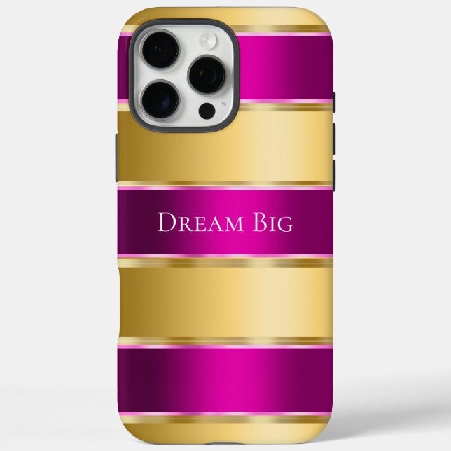Glam Gold Chic Pink Ribbon iPhone 16 Pro Max Hülle (Rückseite)