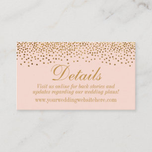 Glam Gold Confetti auf Blush Wedding Details Karte