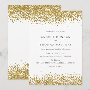 Glam Gold Confetti Dots Einladung Hochzeit