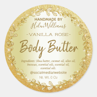 Glam Gold Crumpled Foil Body Butter Labels Runder Aufkleber
