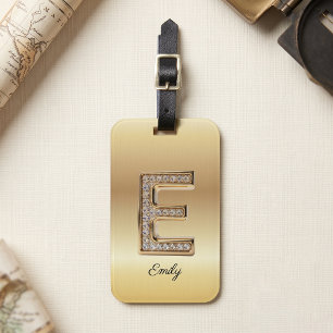 Glam Gold Diamant Monogramm Anfangsbuchstabe E Gepäckanhänger