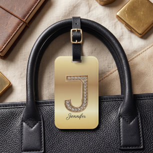 Glam Gold Diamant Monogramm Anfangsbuchstabe J Gepäckanhänger
