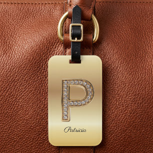 Glam Gold Diamant Monogramm Anfangsbuchstabe P Gepäckanhänger