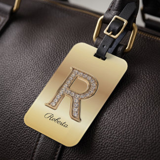 Glam Gold Diamant Monogramm Anfangsbuchstabe R Gepäckanhänger