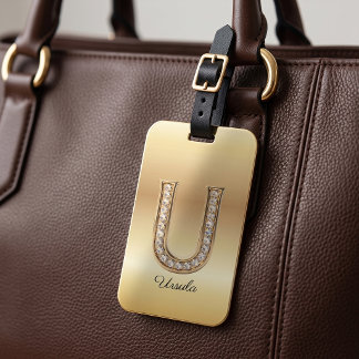 Glam Gold Diamant Monogramm Anfangsbuchstabe U Gepäckanhänger