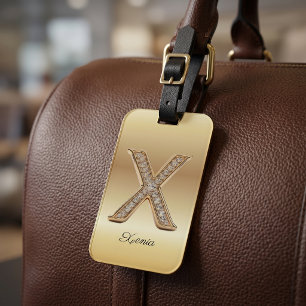 Glam Gold Diamant Monogramm Anfangsbuchstabe X Gepäckanhänger