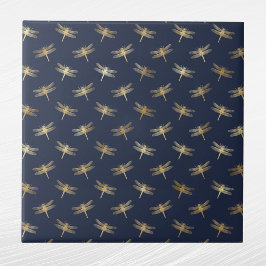 Glam Gold Dragonflies Navy Blue Fliese
