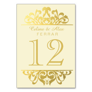 Glam Gold Foil Blüht Tischnummern Elfenbeingold