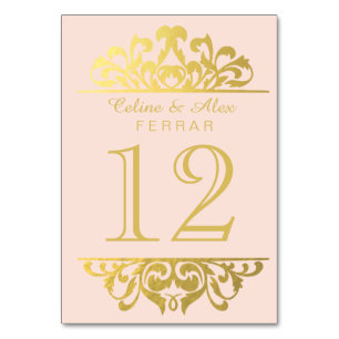 Glam Gold Foil Blüht Tischnummern   rosa Gold