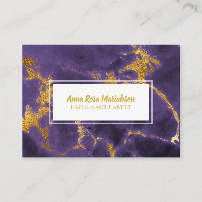 *~* Glam Gold Foil Chic Lila Marble Beliebte Luxe Visitenkarte (Vorderseite)