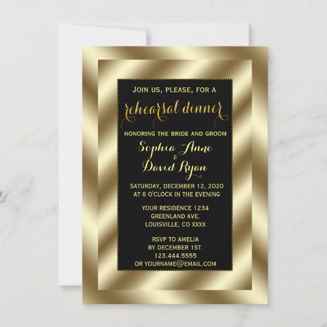 Glam Gold Foil et Black Rehearsal Invitation (Devant)
