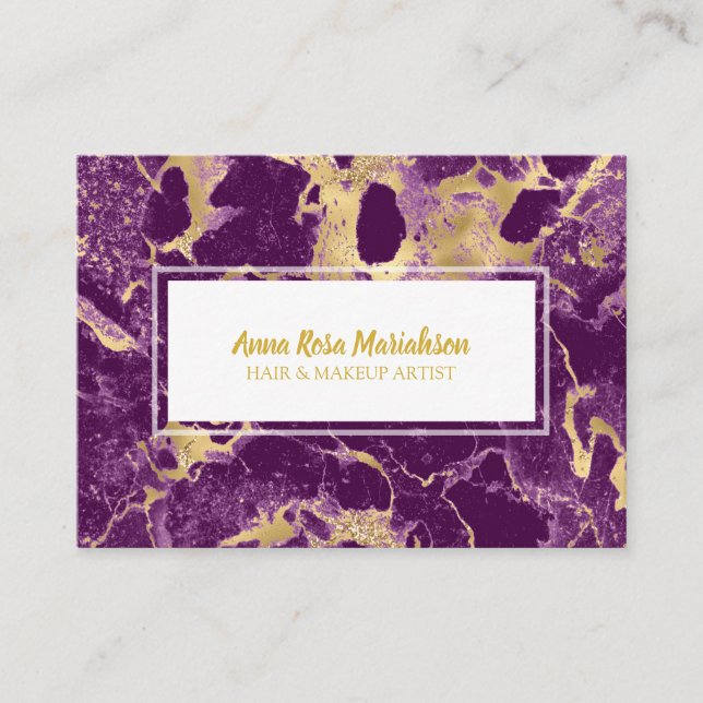 *~* Glam Gold Foil Lila Marmor Popular Chic Visitenkarte (Vorderseite)
