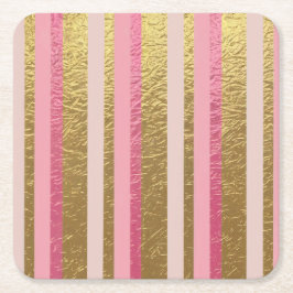 Glam Gold Foil Rosa Streifen Untersetzer Set