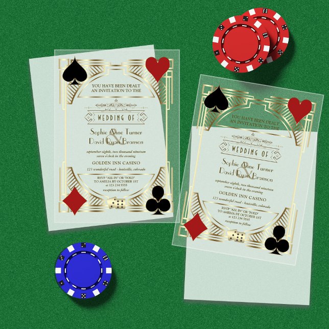 Glam Gold Frame Casino Las Vegas Poker Wedding Acryleinladungen (Von Creator hochgeladen)