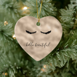 Glam Gold Girly Eyelashes Personalisiertes Zitat Keramik Ornament
