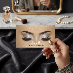 Glam Gold Glitter Friseur & Visagist Visitenkarte