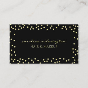 Glam Gold Glitter Punkte auf schwarzer Boutique Begleitkarte