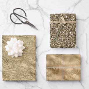 Glam Gold Glitz Glitzer Zebra Print Geschenkpapier Set