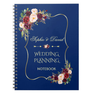 Glam Gold Glitzer Blush Bloral Wedding Planner Notizblock