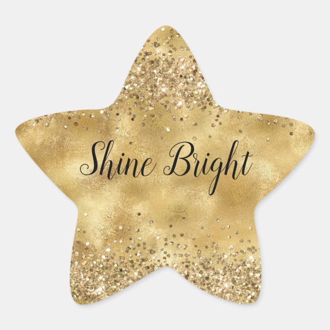 Glam Gold Glitzer Confetti Stern-Aufkleber (Vorderseite)