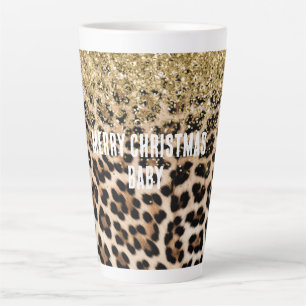 Glam Gold Glitzer Creme Leopard Print Milchtasse