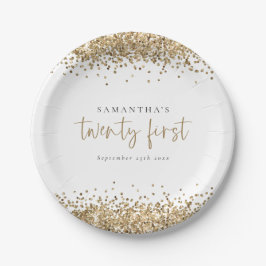 Glam Gold Glitzer Datum 21. Party Pappteller