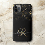 Glam Gold Glitzer Diamond Sparkle Elegantes Monogr iPhone 14 Pro Max Hülle<br><div class="desc">Erstellen Sie Ihre eigene personalisierte schwarz-goldene Diamant-Funkel iPhone Gehäuse mit Ihrem eigenen Monogramm und Namen.</div>