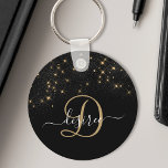 Glam Gold Glitzer Diamond Sparkle Elegantes Monogr Schlüsselanhänger<br><div class="desc">Erstellen Sie Ihre eigenen personalisierten Schwarz-Gold-Diamant-Funkeln-Schlüsselanhänger mit Ihrem eigenen Monogramm und Namen.</div>