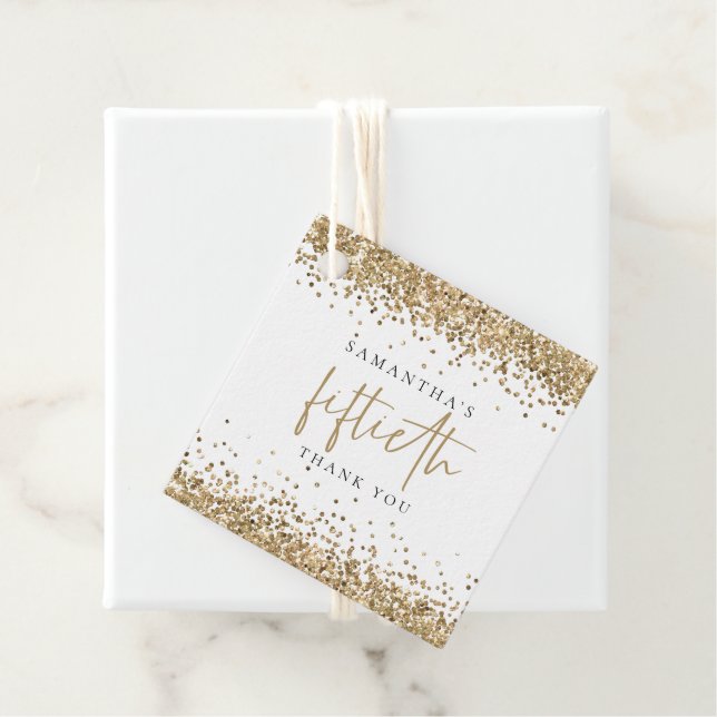 Glam Gold Glitzer Fünfzigste 50. Vielen Dank Geschenkanhänger (Beispiel)