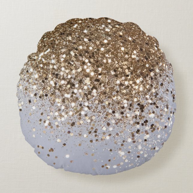 Glam Gold Glitzer Glam #1 Rundes Kissen (Vorderseite)