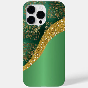 Glam Gold Glitzer Green Metallic Case-Mate iPhone 14 Pro Max Hülle