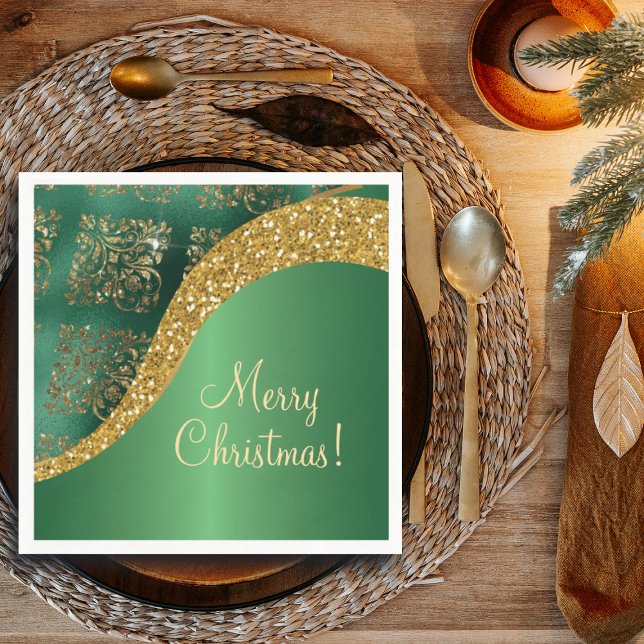 Glam Gold Glitzer Green Metallic Serviette (Von Creator hochgeladen)