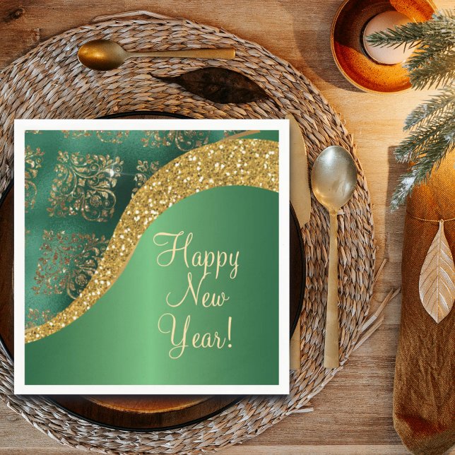 Glam Gold Glitzer Green Metallic Serviette (Von Creator hochgeladen)