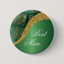 Glam Gold Glitzer Green Metallic Trauzeuge Button