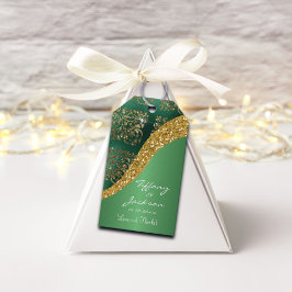 Glam Gold Glitzer Green Metallic Wedding Geschenkanhänger