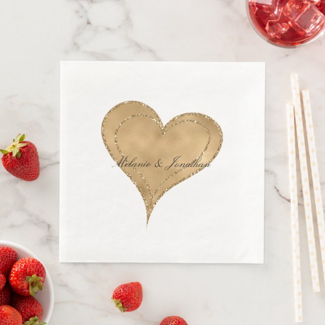 Glam Gold Glitzer Heart Napkins Serviette (Beispiel)