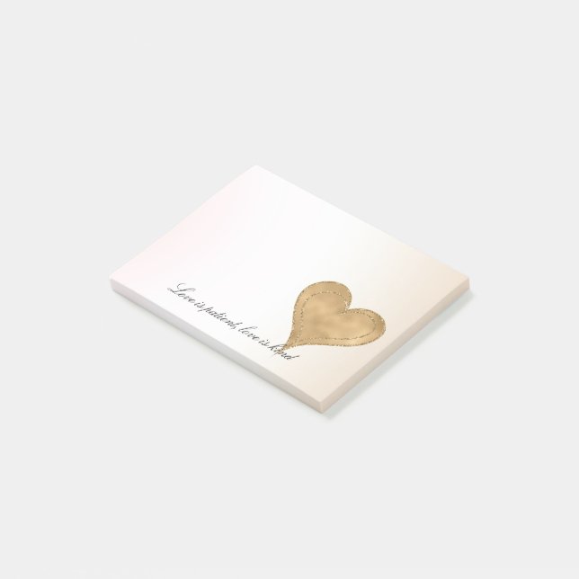  Glam Gold Glitzer Herz            Post-it Klebezettel (angewinkelt)