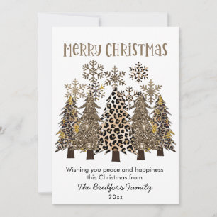 Glam Gold Glitzer Leopard Print Trees Weihnachten