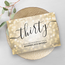Glam Gold Glitzer Lights 30. Geburtstag Vielen Dan Dankeskarte