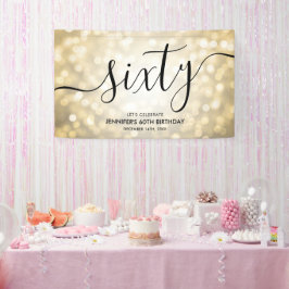 Glam Gold Glitzer Lights 60. Geburtstag Banner
