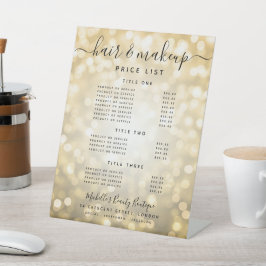 Glam Gold Glitzer Lights Salon Preismenü  Sockelschild