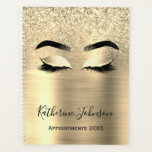 Glam Gold Glitzer Metall Beauty Salon Lashes 2024 Planer<br><div class="desc">Moderne, verglaste, funkelnde Imitate vergoldeten Glitzer metallische Makeup Künstler Schönheitssalon 2024 oder jedes Jahr Planer. Mit Imitaten glänzen goldgelber Glitzer gelb goldgelb gebürstete metallische Folie, Wimpern, Augenbrauen, individueller Vollname und zweite Textvorlage. Der Name wird mit einem schönen handgeschriebenen Stilskript geschrieben. Perfektes weibliches Geschenk für Mädchen, zurück zur Schule, Uni, Geschäftsbüro,...</div>
