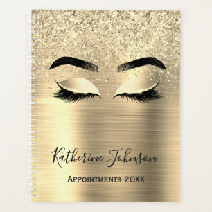 Glam Gold Glitzer Metall Beauty Salon Lashes 2024 Planer