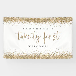 Glam Gold Glitzer Name Willkommen 21 Banner