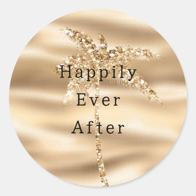 Glam Gold Glitzer Palm Tree Runder Aufkleber (Vorderseite)