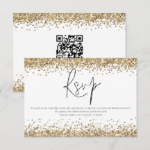 Glam Gold Glitzer QR Code Script Hochzeit
