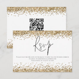 Glam Gold Glitzer QR Code Script Hochzeit RSVP Karte
